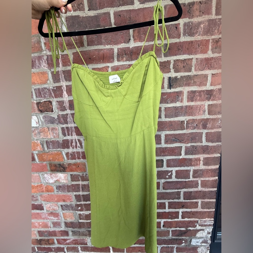 Aritzia Wilfred Green Tank Dress with Tie Straps